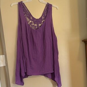 Purple Lace-Back Women's Top